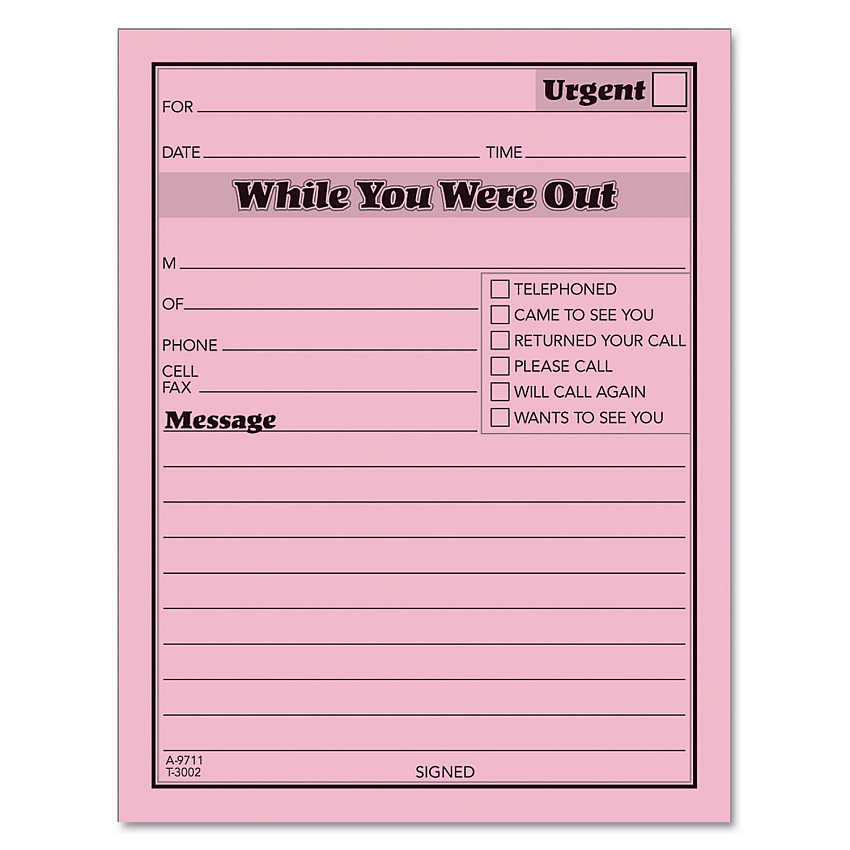 TOPS While You Were Out, One-Sided, 4.25 x 5.5, 1/Page, 50 Forms/Pad, Dozen (3002P)