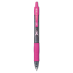 Pilot G2 Premium Breast Cancer Awareness Gel Pen, Retractable, Fine 0.7 mm, Black Ink, Translucent Pink Barrel, 2/Pack (31331)