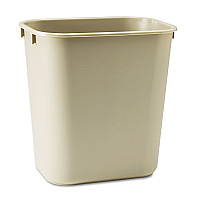 Rubbermaid Commercial Deskside Plastic Wastebasket, Rectangular, 3.5 gal, Beige (295500BG)
