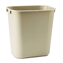 Rubbermaid Commercial Deskside Plastic Wastebasket, Rectangular, 3.5 gal, Beige (295500BG)
