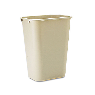 Rubbermaid Commercial Deskside Plastic Wastebasket, Rectangular, 10.25 gal, Beige (295700BG)
