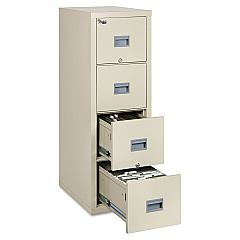 Patriot by FireKing Insulated Fire File, 1-Hour Fire Protection, 4 Legal/Letter File Drawers, Parchment, 17.75 x 25 x 52.75 (4P1825CPA)