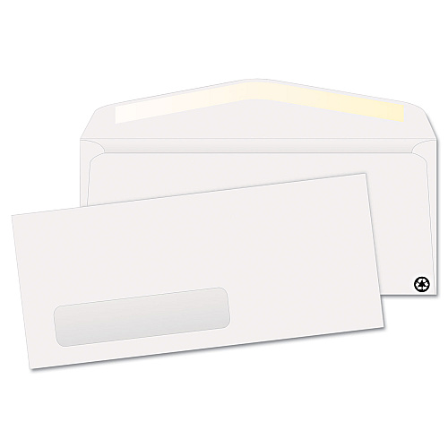 Quality Park Window Envelope, Lower Left Window, Security Tint, #10, Commercial Flap, Gummed Closure, 4.13 x 9.5, White, 500/Box (21316)