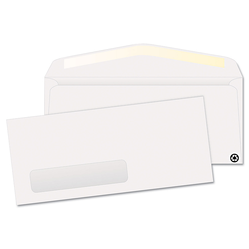 Quality Park Window Envelope, Lower Left Window, Security Tint, #10, Commercial Flap, Gummed Closure, 4.13 x 9.5, White, 500/Box (21316)