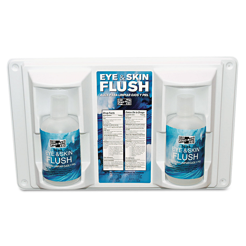 Pac-Kit Twin Bottle Eye Flush Station,16 oz Bottles, 2 Bottles/Station (24102)