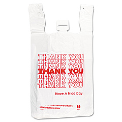 Inteplast Group HDPE T-Shirt Bags, 14 microns, 12" x 23", White, 500/Carton (THW2VAL)