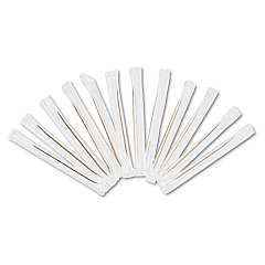 AmerCareRoyal Cello-Wrapped Round Wood Toothpicks, 2.5", Natural, 1,000/Box, 15 Boxes/Carton (RIW15)