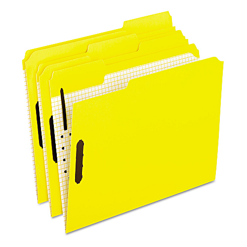 Pendaflex Colored Classification Folders with Embossed Fasteners, 2 Fasteners, Letter Size, Yellow Exterior, 50/Box (21309)