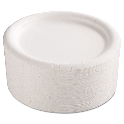 AJM Packaging Corporation Premium Coated Paper Plates, 9" dia, White, 125/Pack, 4 Packs/Carton (CP9AJCWWH14)