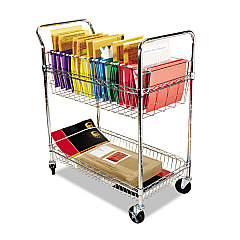 Alera Carry-all Cart/Mail Cart, Two-Shelf, 34.88w x 18d x 39.5h, Silver (ALEMC3518SR)