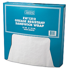 Bagcraft Grease-Resistant Paper Wraps and Liners, 12 x 12, White, 1,000/Box, 5 Boxes/Carton (057012)