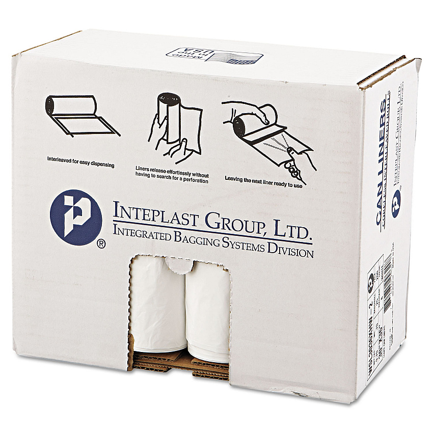 Inteplast Group Low-Density Commercial Can Liners, 30 gal, 0.7 mil, 30" x 36", White, 200/Carton (SL3036XHW2)