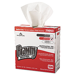 Brawny Professional Medium Duty Scrim Reinforced Wipers, 4-Ply, 9.25 x 16.69, White, 166/Box, 5 Boxes/Carton (2905003)