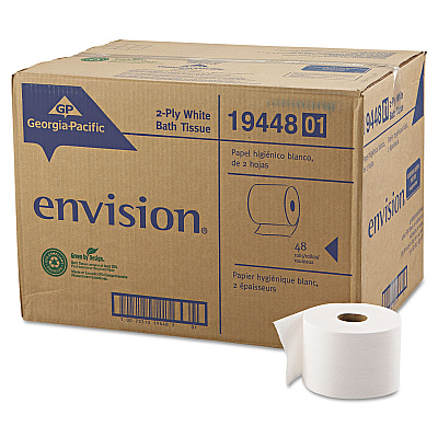 Georgia Pacific Professional Pacific Blue Basic High-Capacity Bathroom Tissue, Septic Safe, 2-Ply, White, 1,000 Sheets/Roll, 48 Rolls/Carton (1944801)