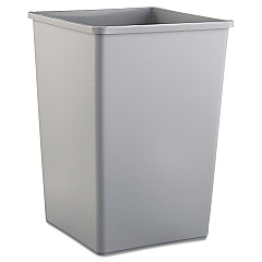 Rubbermaid Commercial Untouchable Square Waste Receptacle, Plastic, 35 gal, Gray (3958GRA)