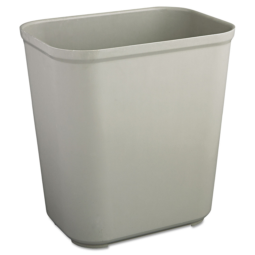 Rubbermaid Commercial Fire-Resistant Wastebasket, Rectangular, Fiberglass, 7 gal, Gray (2543GRA)