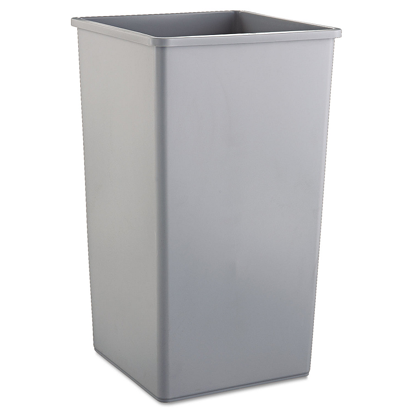 Rubbermaid Commercial Untouchable Square Waste Receptacle, Plastic, 50 gal, Gray (3959GRA)