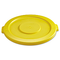 Rubbermaid Commercial Round Flat Top Lid, for 32 gal Round BRUTE Containers, 22.25" diameter, Yellow (2631YEL)