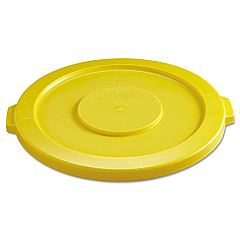 Rubbermaid Commercial Round Flat Top Lid, for 32 gal Round BRUTE Containers, 22.25" diameter, Yellow (2631YEL)