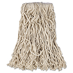 Rubbermaid Commercial Economy Cut-End Cotton Wet Mop Head, 16oz, 1" Band, White, 12/Carton (V116)
