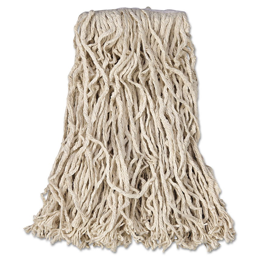 Rubbermaid Commercial Economy Cut-End Cotton Wet Mop Head, 16oz, 1" Band, White, 12/Carton (V116)