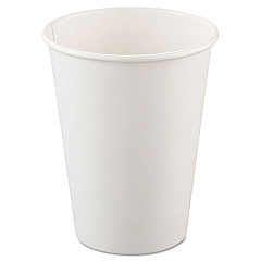 Dart Single-Sided Poly Paper Hot Cups, 12 oz, White, 50/Bag, 20 Bags/Carton (412WN)