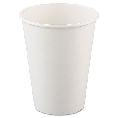 Dart Single-Sided Poly Paper Hot Cups, 12 oz, White, 50/Bag, 20 Bags/Carton (412WN)