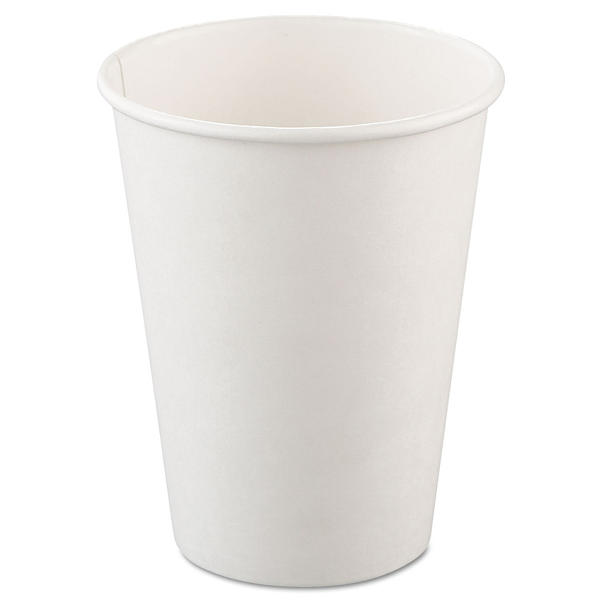 Dart Single-Sided Poly Paper Hot Cups, 12 oz, White, 50/Bag, 20 Bags/Carton (412WN)