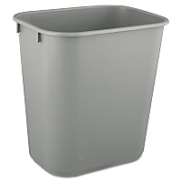 Rubbermaid Commercial Deskside Plastic Wastebasket, Rectangular, 3.5 gal, Gray (2955GRA)