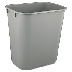 Rubbermaid Commercial Deskside Plastic Wastebasket, Rectangular, 3.5 gal, Gray (2955GRA)