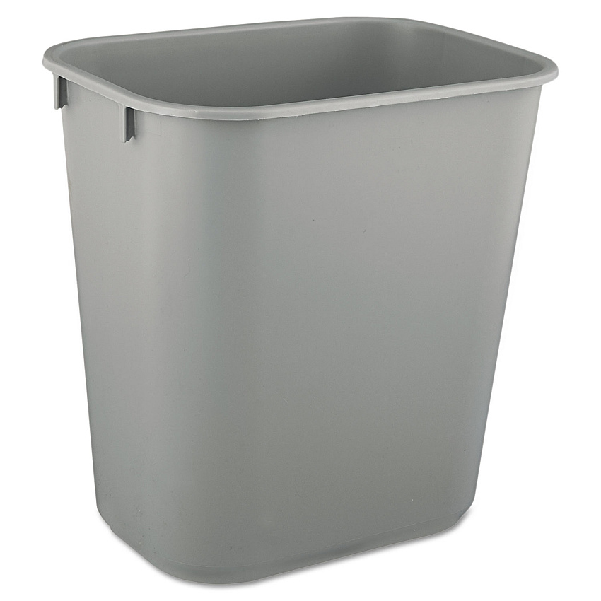 Rubbermaid Commercial Deskside Plastic Wastebasket, Rectangular, 3.5 gal, Gray (2955GRA)