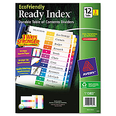 Avery Customizable Table of Contents Ready Index Dividers with Multicolor Tabs, 12-Tab, 1 to 12, 11 x 8.5, White, 3 Sets (11083)