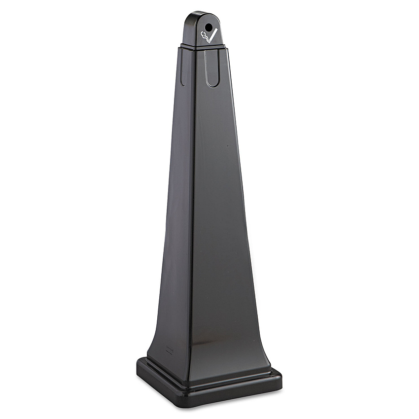 Rubbermaid Commercial GroundsKeeper Cigarette Waste Collector, Pyramid, 1 gal, Plastic/Steel, Black (257088BLA)
