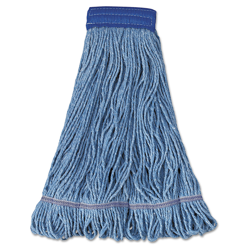 Boardwalk Super Loop Wet Mop Head, Cotton/Synthetic Fiber, 5" Headband, X-Large Size, Blue, 12/Carton (BWK504BL)