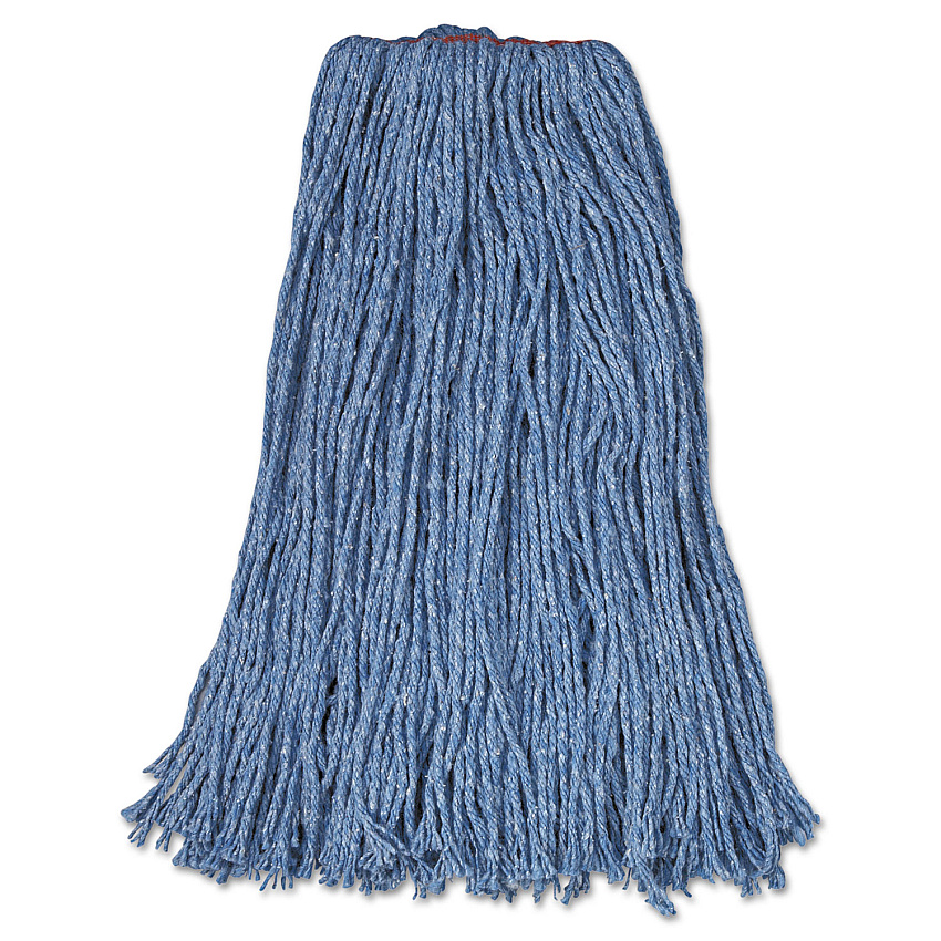 Rubbermaid Commercial Cotton/Synthetic Cut-End Blend Mop Head, 24 oz, 1" Band, Blue, 12/Carton (F51812BLU)