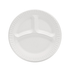 Dart Concorde Foam Plate, 3-Compartment, 9" dia, White, 125/Pack, 4 Packs/Carton (9CPWCR)