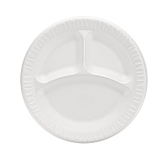 Dart Laminated Foam Plates, 3-Compartment, 9" dia, White, 125/Pack, 4 Packs/Carton (9CPWQR)