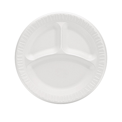 Dart Laminated Foam Plates, 3-Compartment, 9" dia, White, 125/Pack, 4 Packs/Carton (9CPWQR)