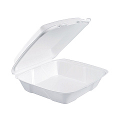 Dart Foam Hinged Lid Containers, 9 x 9 x 3, White, 200/Carton (90HT1R)