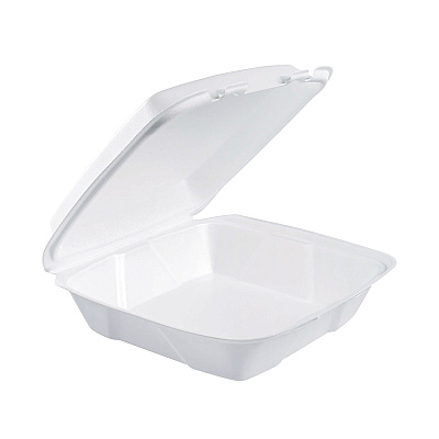 Dart Foam Hinged Lid Containers, 9 x 9 x 3, White, 200/Carton (90HT1R)