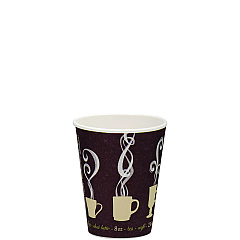 SOLO Thermoguard Insulated Paper Hot Cups, 8 oz, Steam Print, 1,000/Carton (DWTG8ST)