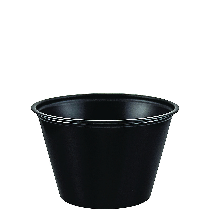 Dart Polystyrene Portion Cups, 4 oz, Black, 250/Bag, 10 Bags/Carton (P400BLK)