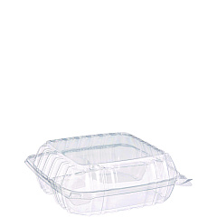 Dart ClearSeal Hinged-Lid Plastic Containers, 8.25 x 8.25 x 3, Clear, 125/Pack, 2 Packs/Carton (C90PST3)