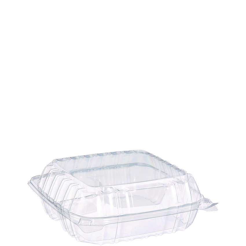 Dart ClearSeal Hinged-Lid Plastic Containers, 8.25 x 8.25 x 3, Clear, 125/Pack, 2 Packs/Carton (C90PST3)