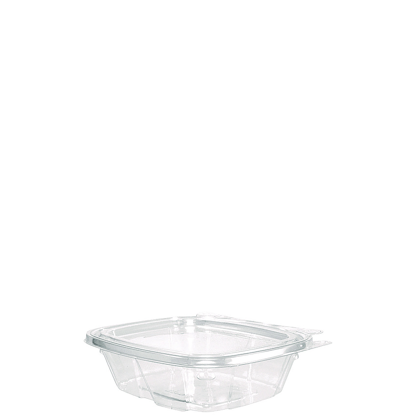 Dart ClearPac SafeSeal Tamper-Resistant, Tamper-Evident Containers, Flat Lid, 8 oz, 4.9 x 1.4 x 5.5, Clear, 100/Bag, 2 Bags/Carton (CH8DEF)