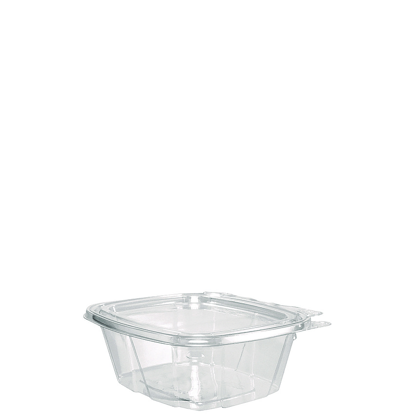 Dart ClearPac SafeSeal Tamper-Resistant, Tamper-Evident Containers, Flat Lid, 16 oz, 4.9 x 2.5 x 5.5, Clear, 100/Bag, 2 Bags/CT (CH16DEF)