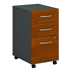 Bush Series C Mobile Pedestal File, Left/Right, 3-Drawers: Box/Box/File, Legal/Letter/A4/A5, Cherry/Gray, 15.75" x 20.25" x 27.88" (WC72453SU)