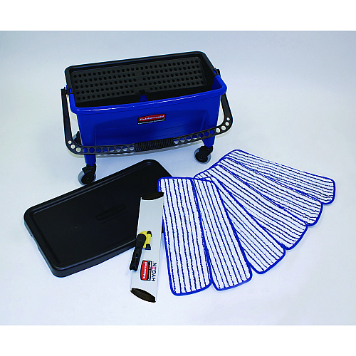 Rubbermaid Commercial Microfiber Floor Finishing System, 3 gal, Blue/Black/White (Q050)