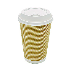 Karat Ripple Hot Cups, 16 oz, Kraft/White, 500/Carton (CKRC516)