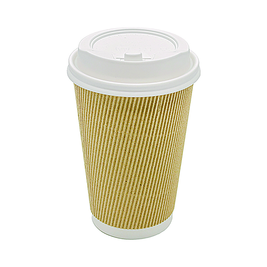 Karat Ripple Hot Cups, 16 oz, Kraft/White, 500/Carton (CKRC516)
